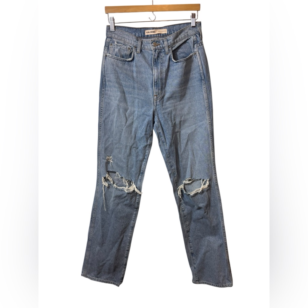 Grlfrnd | Denim Blue Jeans 28 The Sara Super High Rise Slim Straight